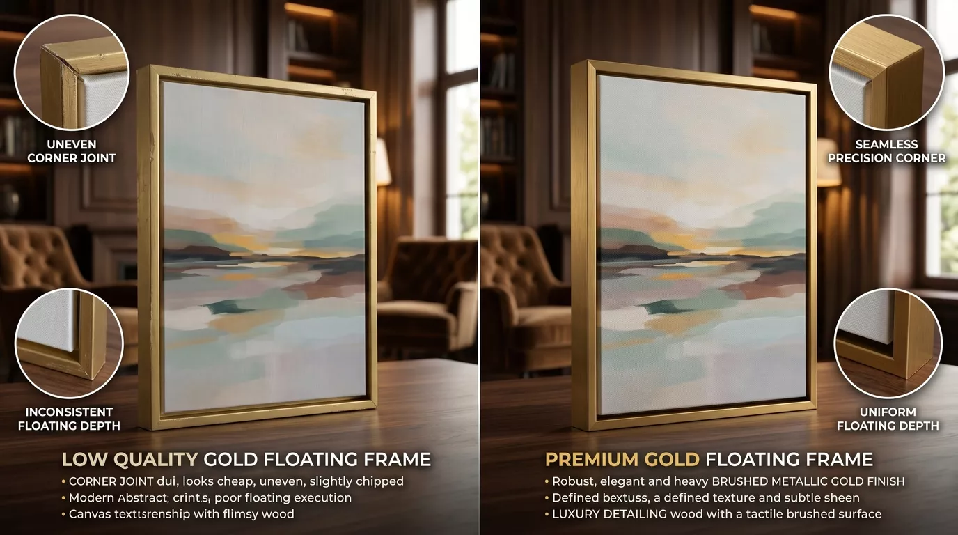 Gold Floating Canvas Frame Comparison