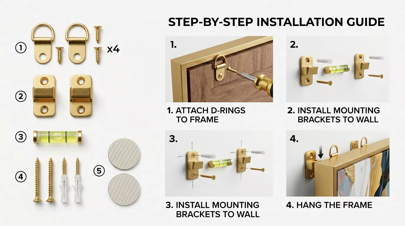 Gold Floating Canvas Frame Hanging Hardware