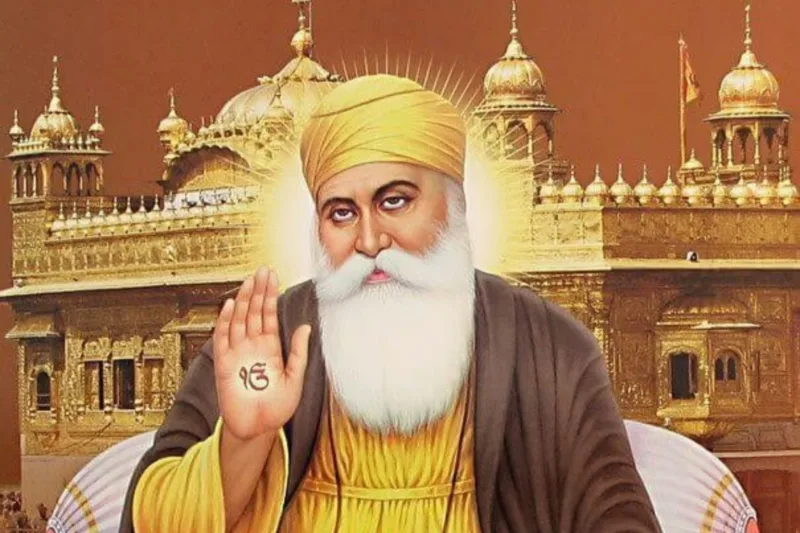 Sacred Guru Nanak Dev Ji Canvas Wall Art – 48 × 36 Inches – Premium Sikh Spiritual Digital Canvas Print