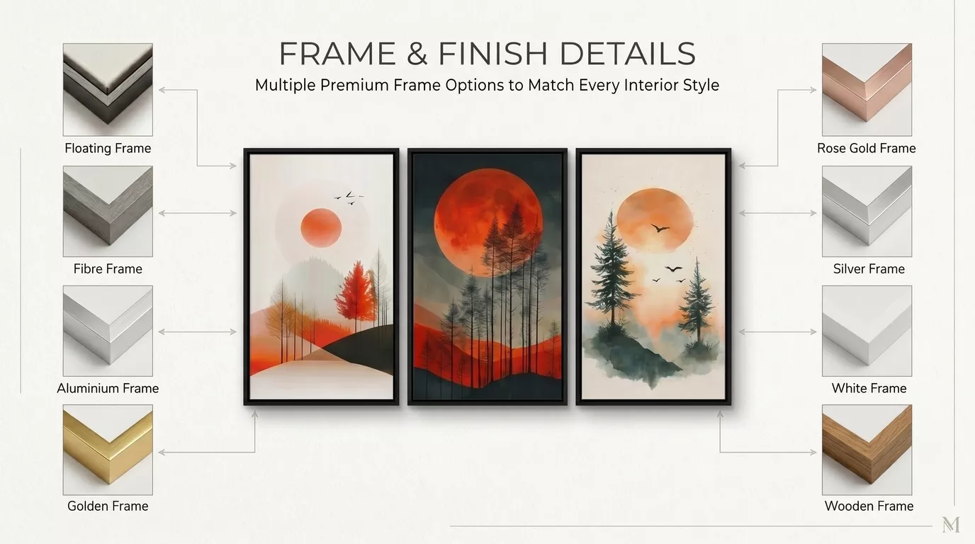 Living Room Wall Decor Canvas Set Frame Details