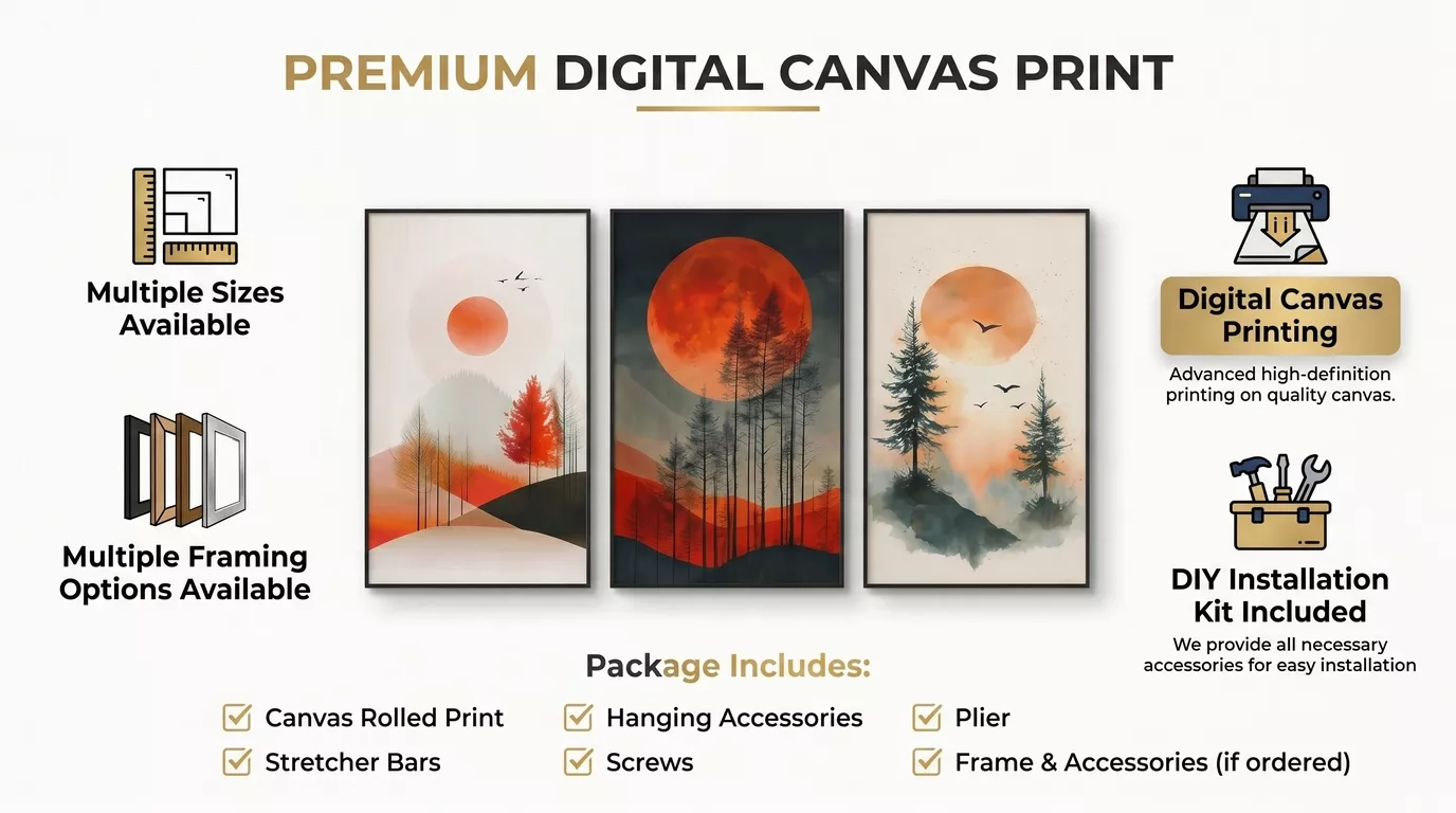 Living Room Wall Decor Canvas Set Digital Print