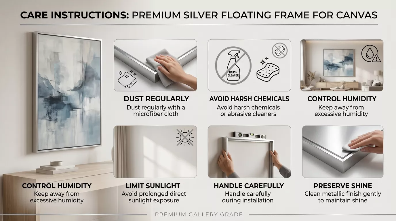 Silver Floating Frame Care Instructions