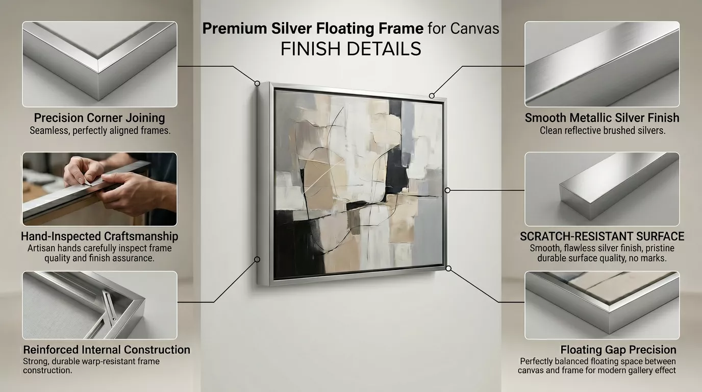 Silver Floating Frame Finish Details