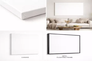 फ़्रेमयुक्त सफ़ेद कैनवास दीवार कला
