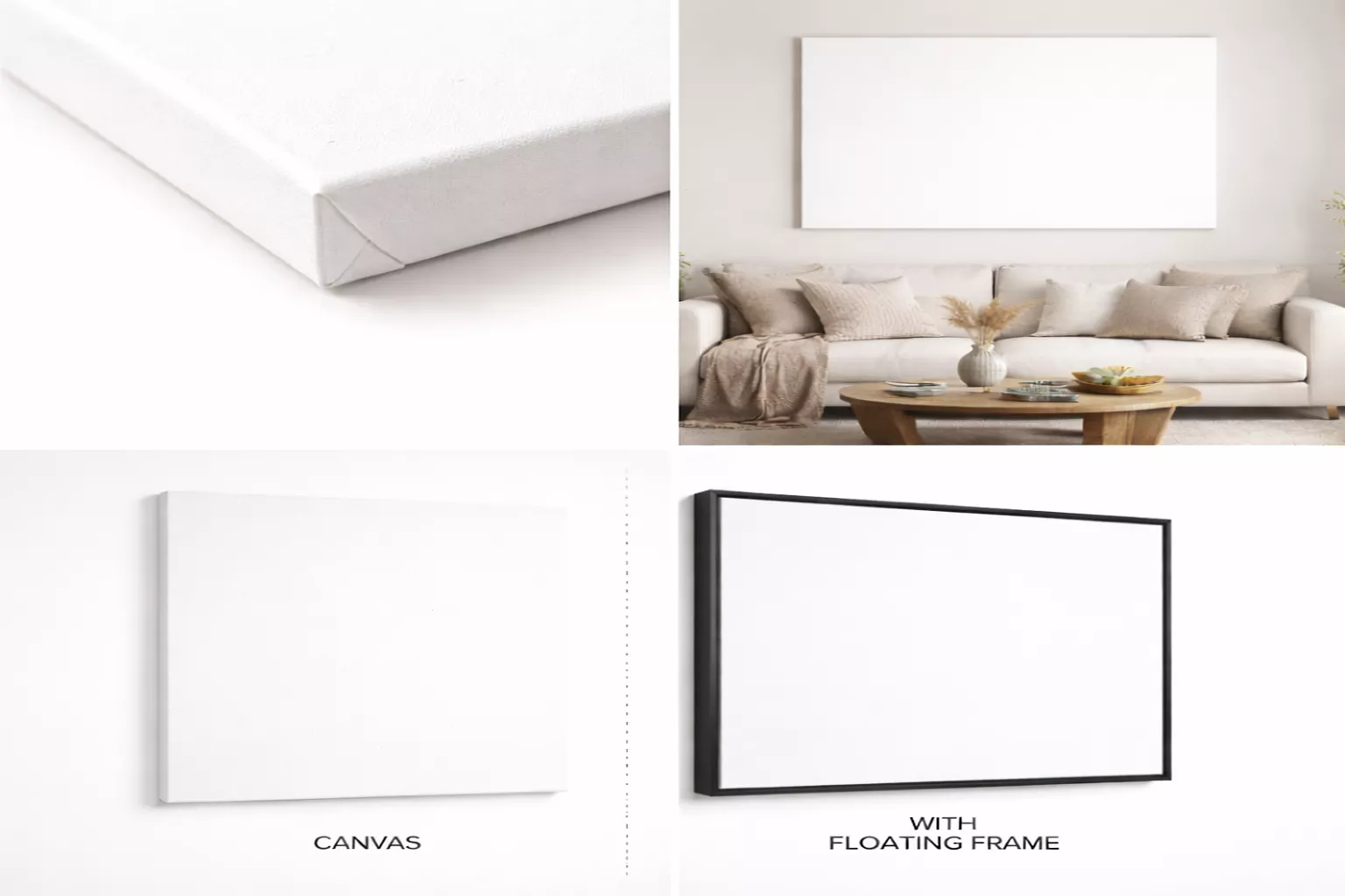 Framed White Canvas Wall Art