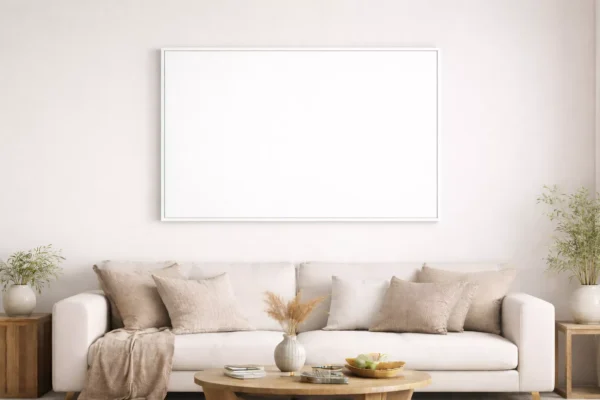 Large Framed White Canvas Wall Art