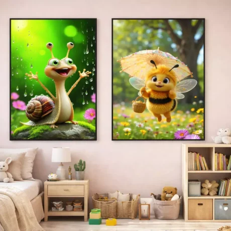 Cute Kids Room Wall Decor Canvas Set
