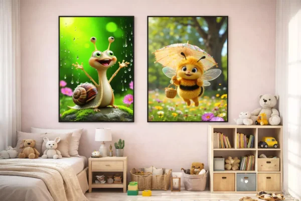 Cute Kids Room Wall Decor Canvas Set