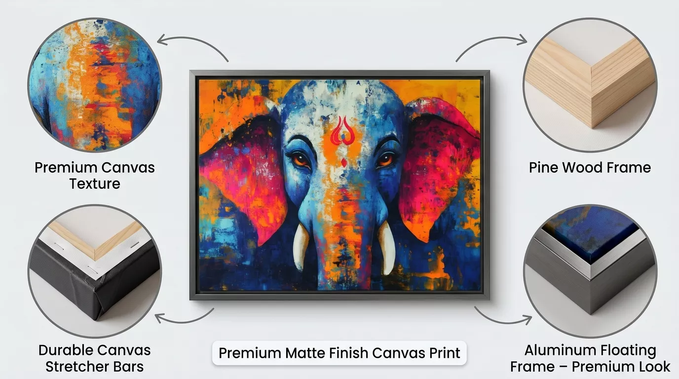 Abstract Ganesha Canvas Wall Art Details