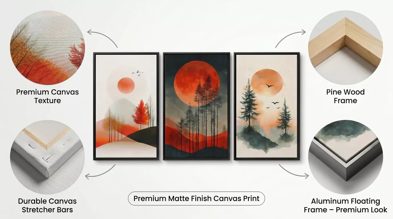 Living Room Wall Decor Canvas Set Details