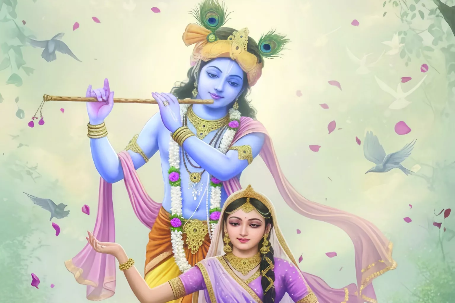 Devotional Radha Krishna Canvas Wall Art