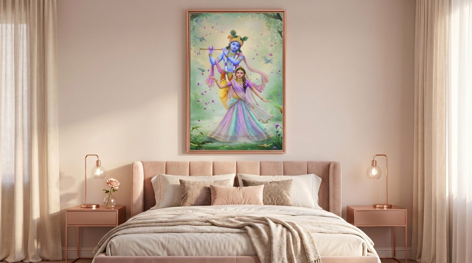 Divine Radha Krishna Canvas Wall Art 60x36 Inches – Premium Digital Print for Luxury Home Decor - Image 3