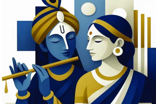 Radha Krishna Abstract Wall Art