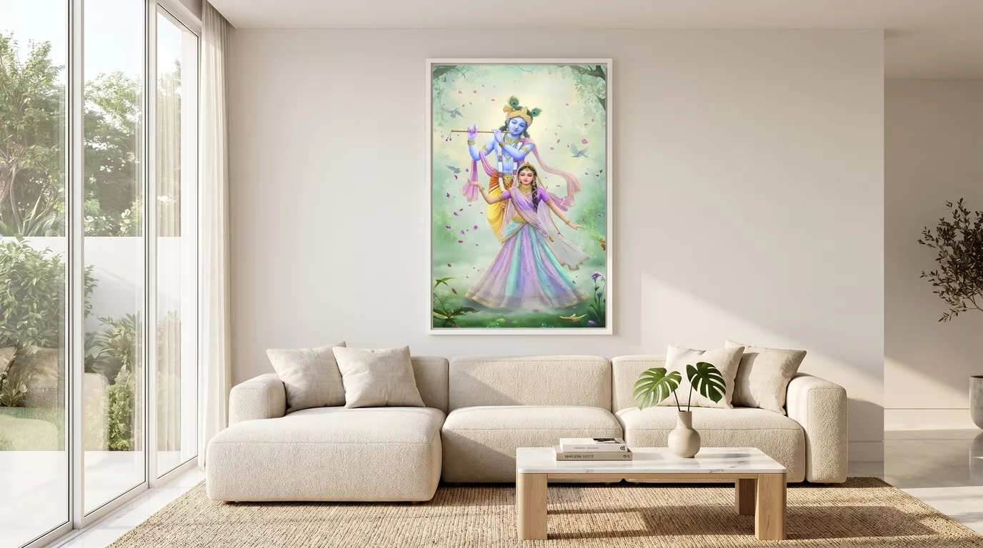 Divine Radha Krishna Canvas Wall Art 60x36 Inches – Premium Digital Print for Luxury Home Decor - Image 2