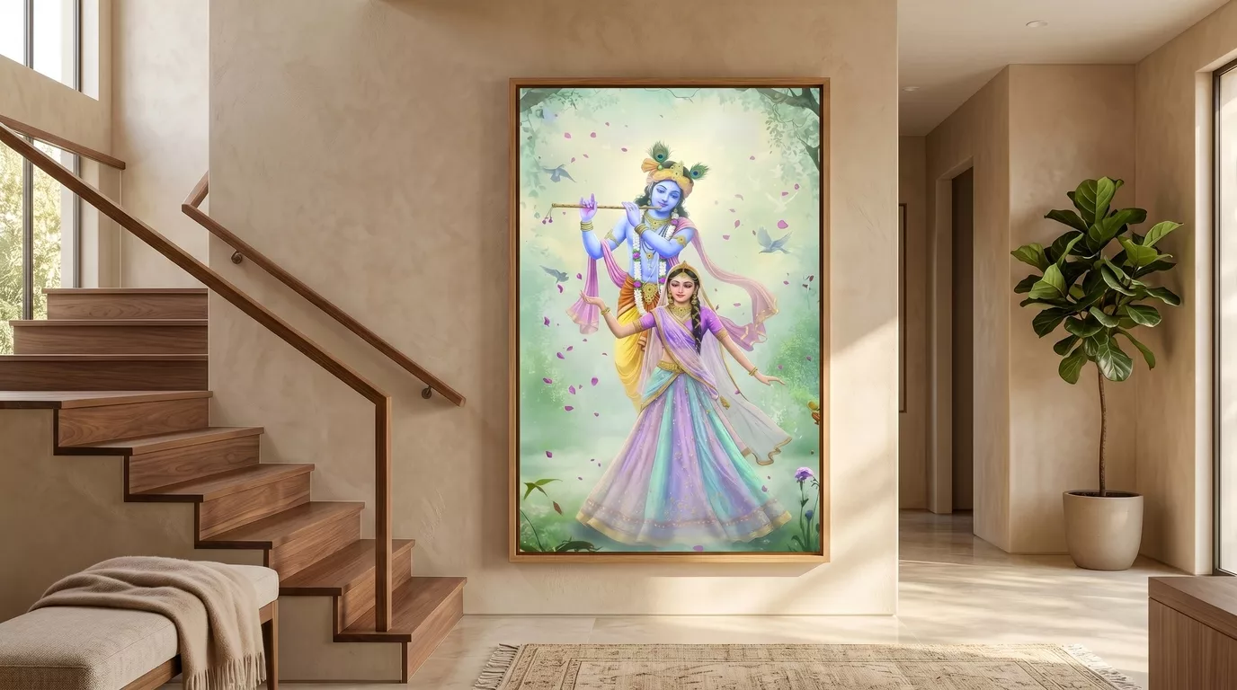Divine Radha Krishna Canvas Wall Art 60x36 Inches – Premium Digital Print for Luxury Home Decor - Image 7
