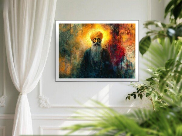 golden guru aura canvas wall art shown framed on a wall