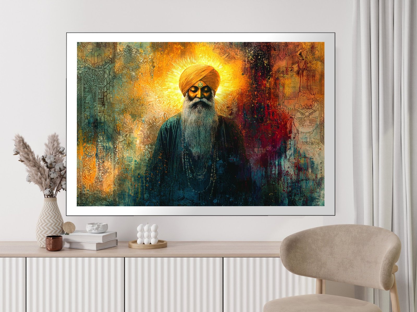 Sikh Guru Portrait canvas wall art placement