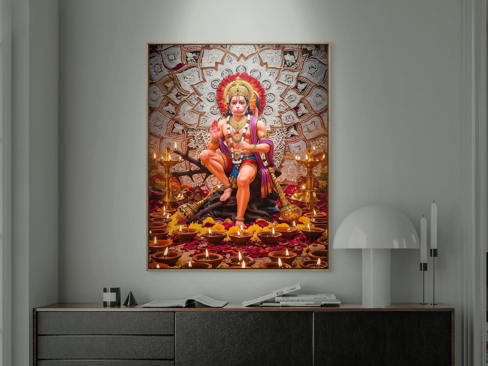 Lord Hanuman Statue Art framed canvas wall art