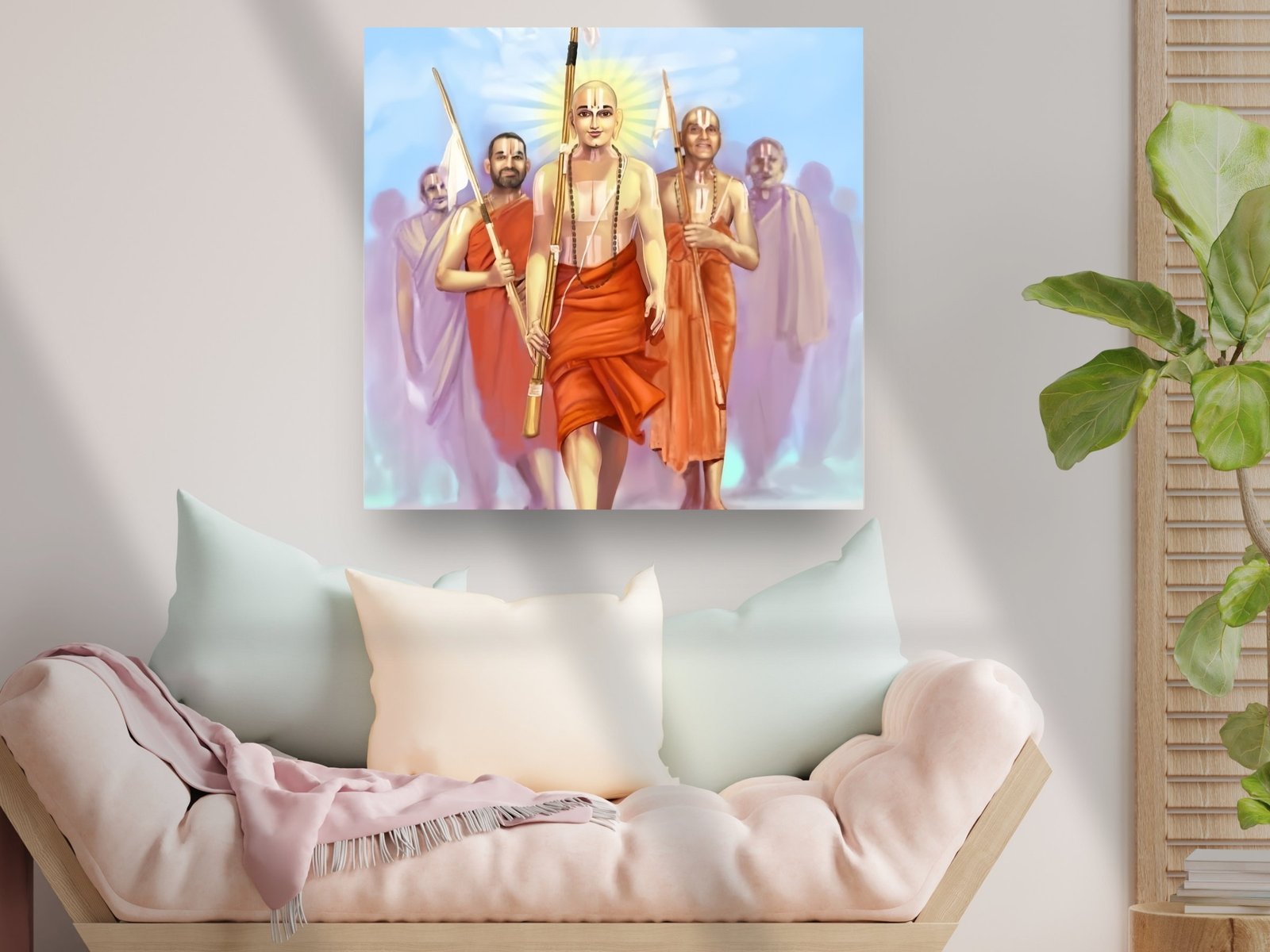 Vaishnava Saints Kirtan framed canvas wall art
