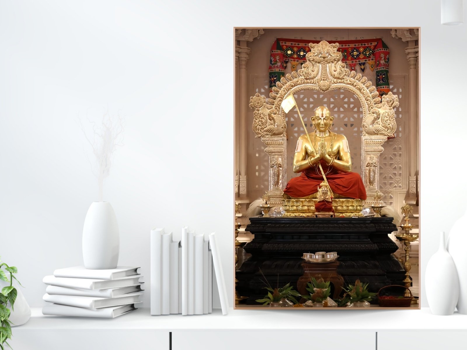 Golden Idol Statue framed canvas wall art