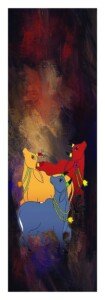 Folk Cows Abstract Canvas Wall Art 3x4 Feet – Floating Frame – Premium Digital Canvas Print – Living Room & गृह आध्यात्मिक दीवार सजावट