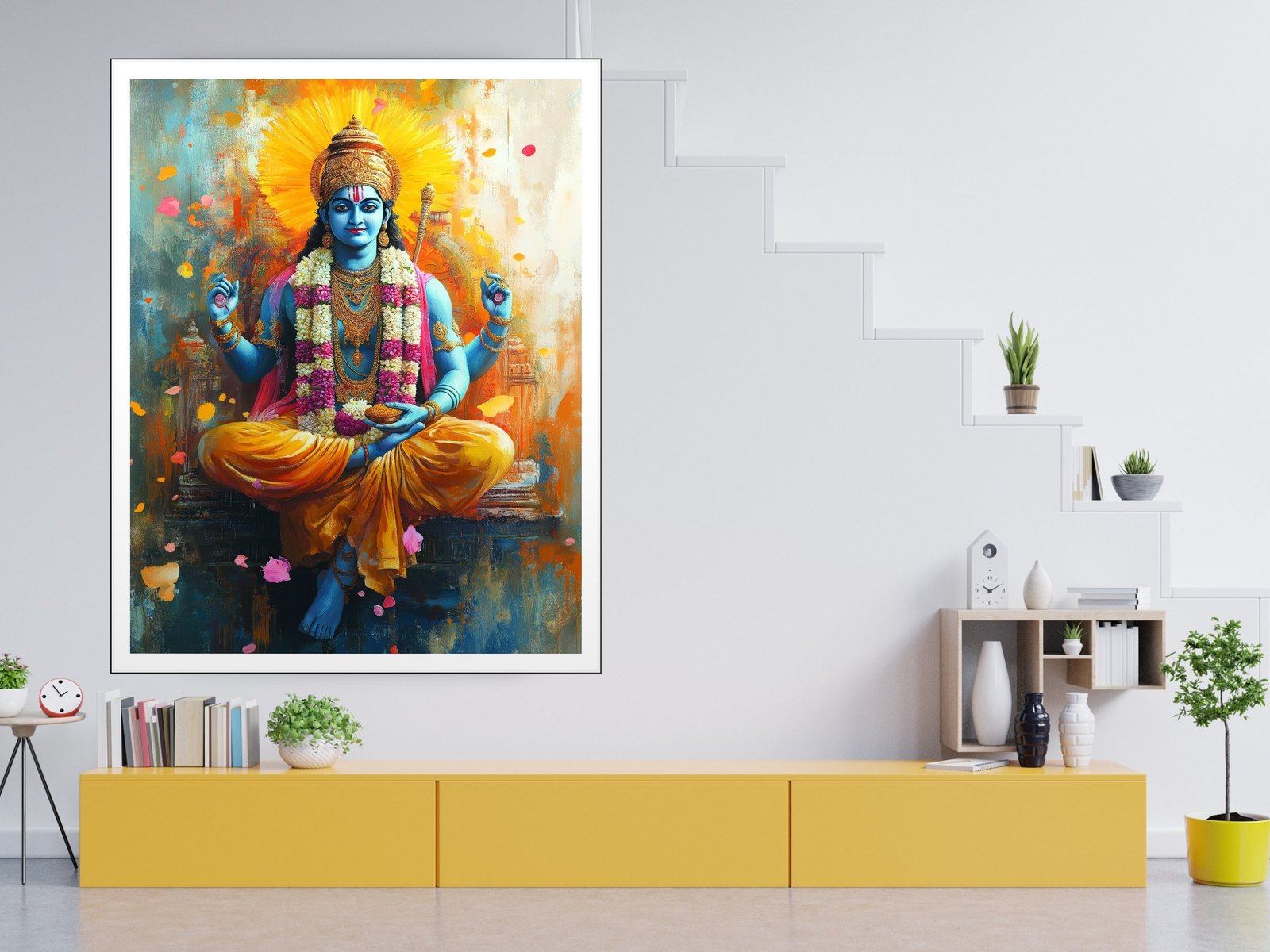 Lord Krishna Art canvas wall art placement