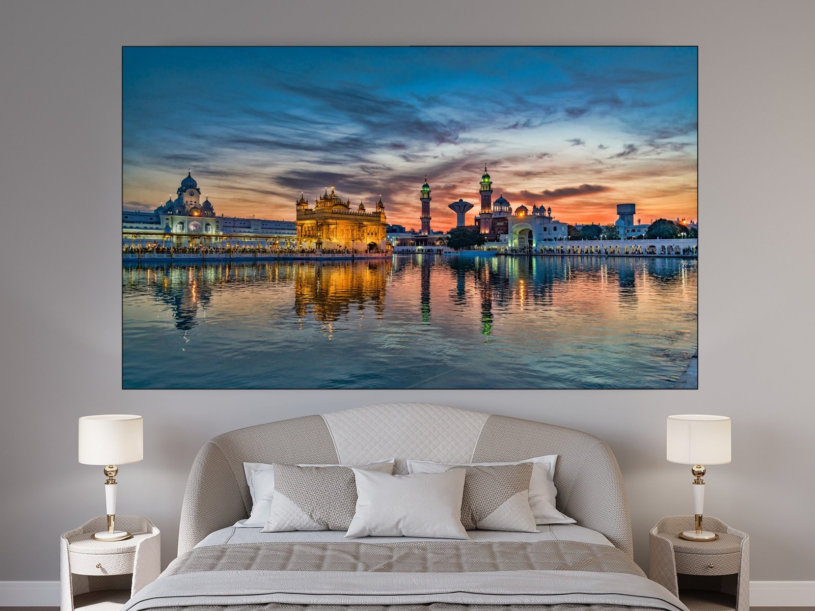 Golden Temple at Dusk canvas wall art placement