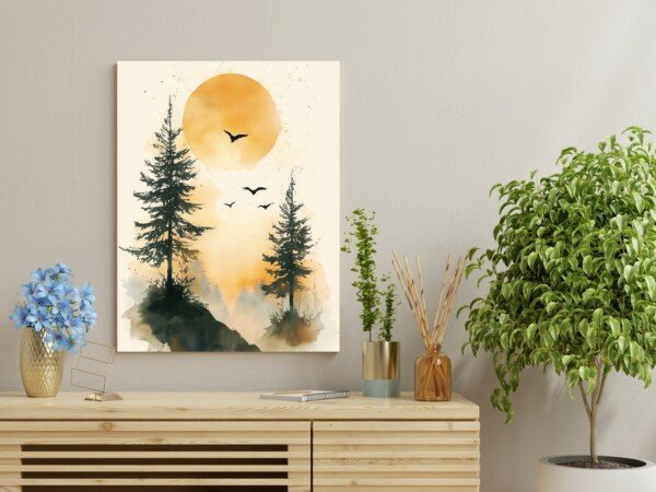 running white horses canvas wall art shown framed on a wall