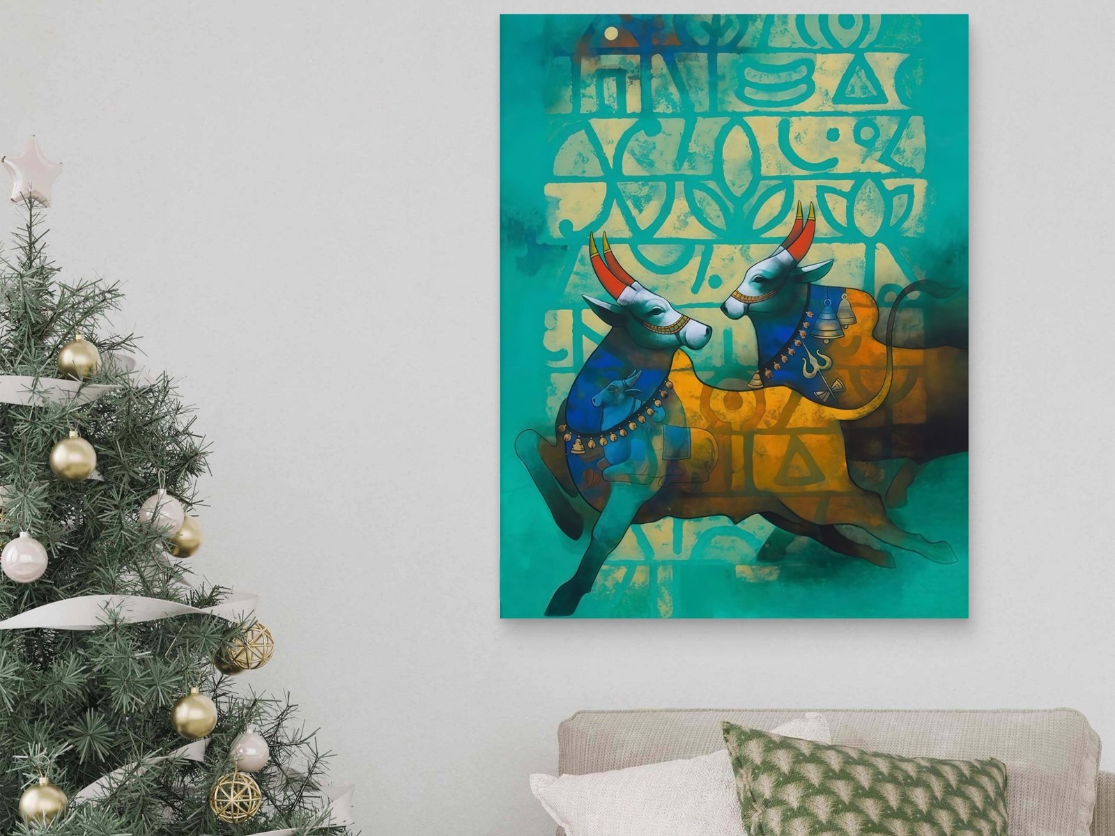 Nandi The Bull framed canvas wall art