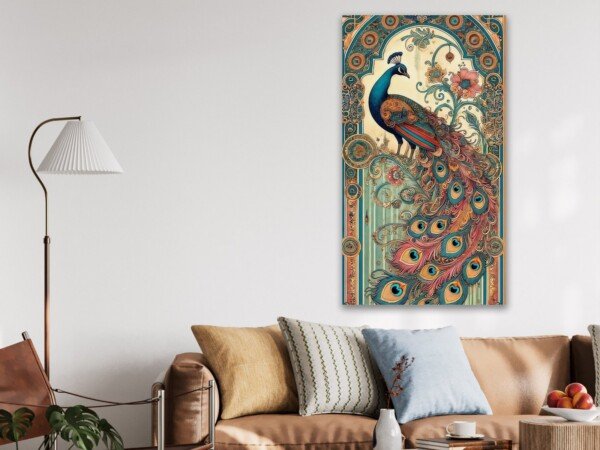 indian classical dancer canvas wall art shown framed on a wall