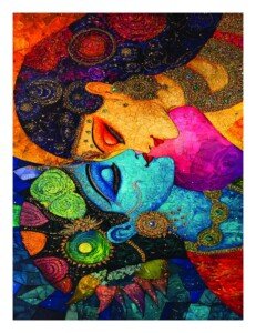 Radha Krishna Mosaic Art Canvas Wall Art 3x4 Feet – Floating Frame – Premium Digital Canvas Print – Living Room & Home Spiritual Wall Décor