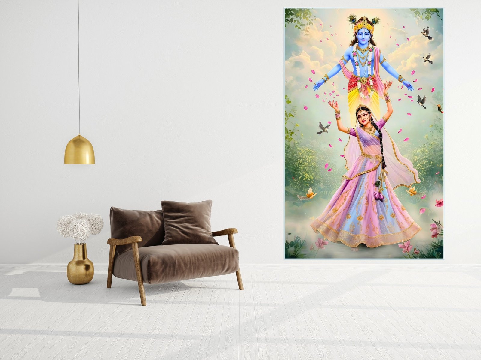 Radha Krishna Dance framed canvas wall art