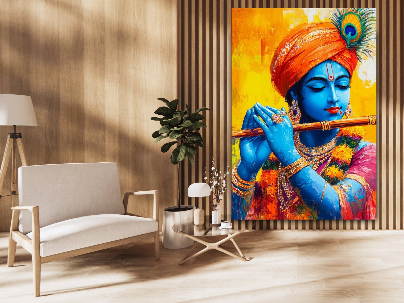 Krishna Playing Flute canvas wall art placement