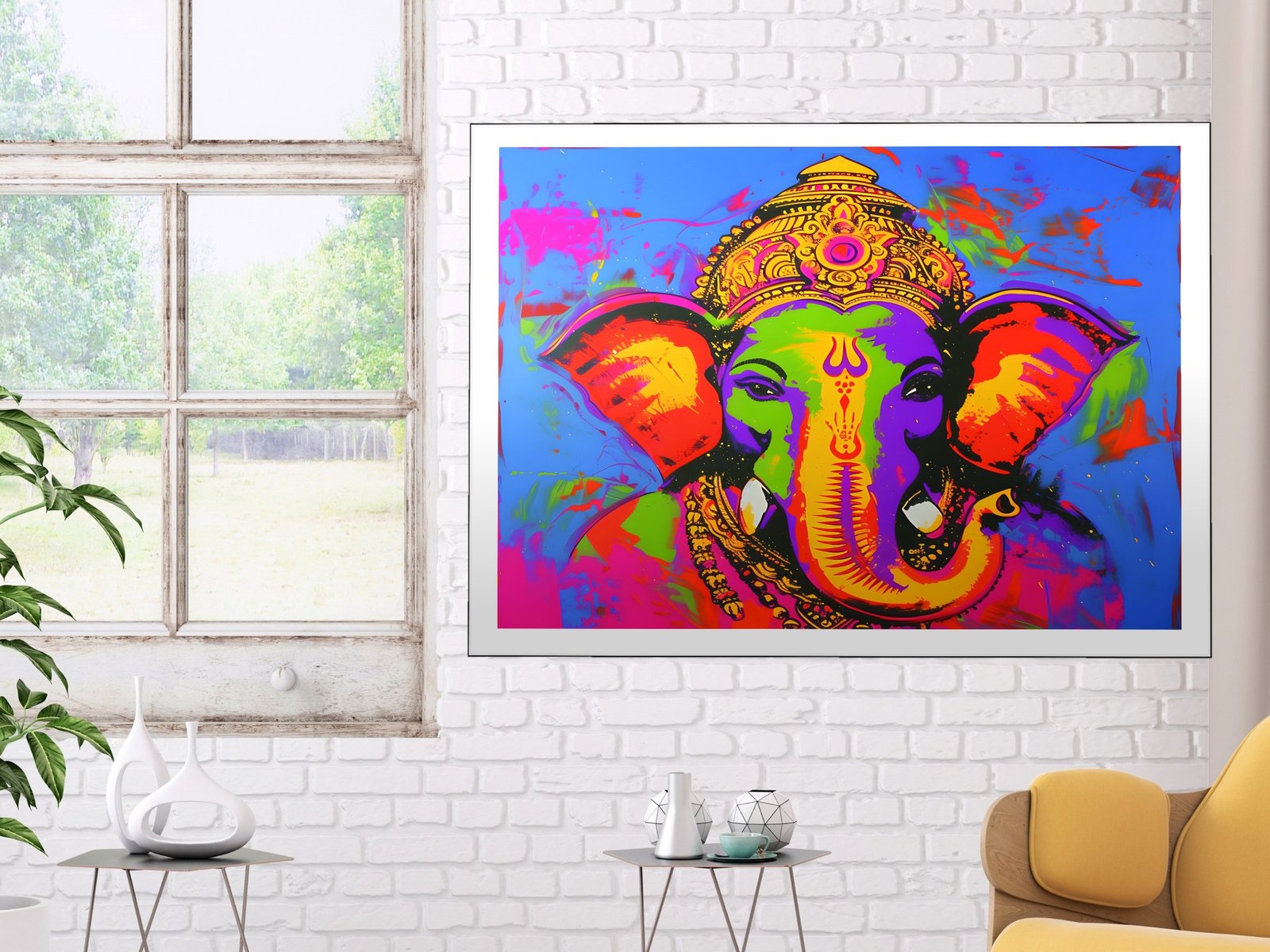 Ganesh Pop Art canvas wall art placement