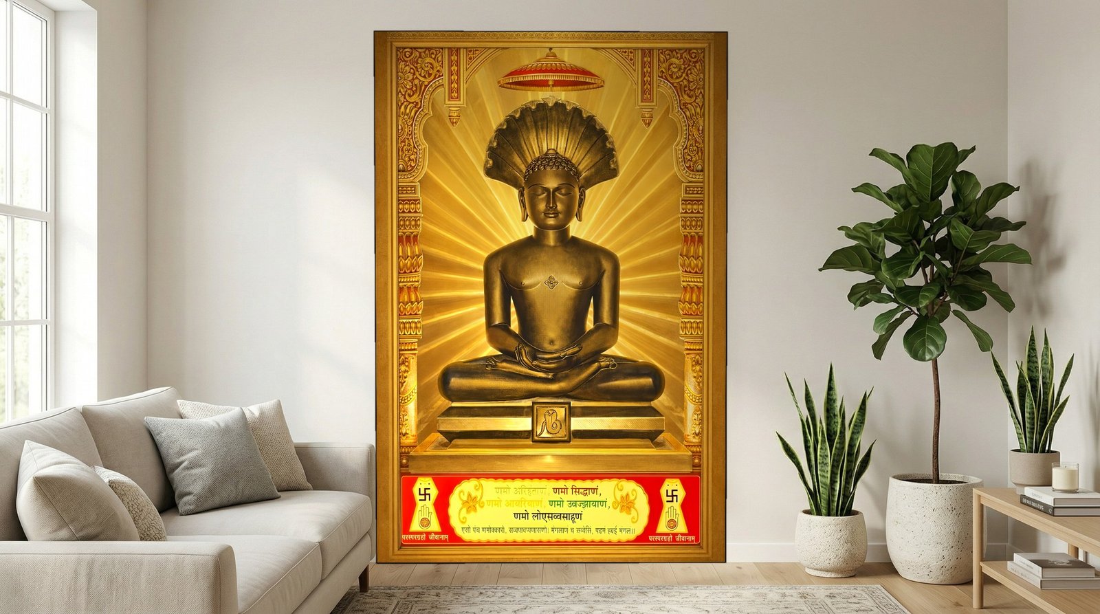 Mahavira Golden Shrine canvas wall art placement