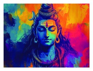 Shiva Meditation Art Canvas Wall Art 3x4 Feet – Floating Frame – Premium Digital Canvas Print – Living Room & गृह आध्यात्मिक दीवार सजावट