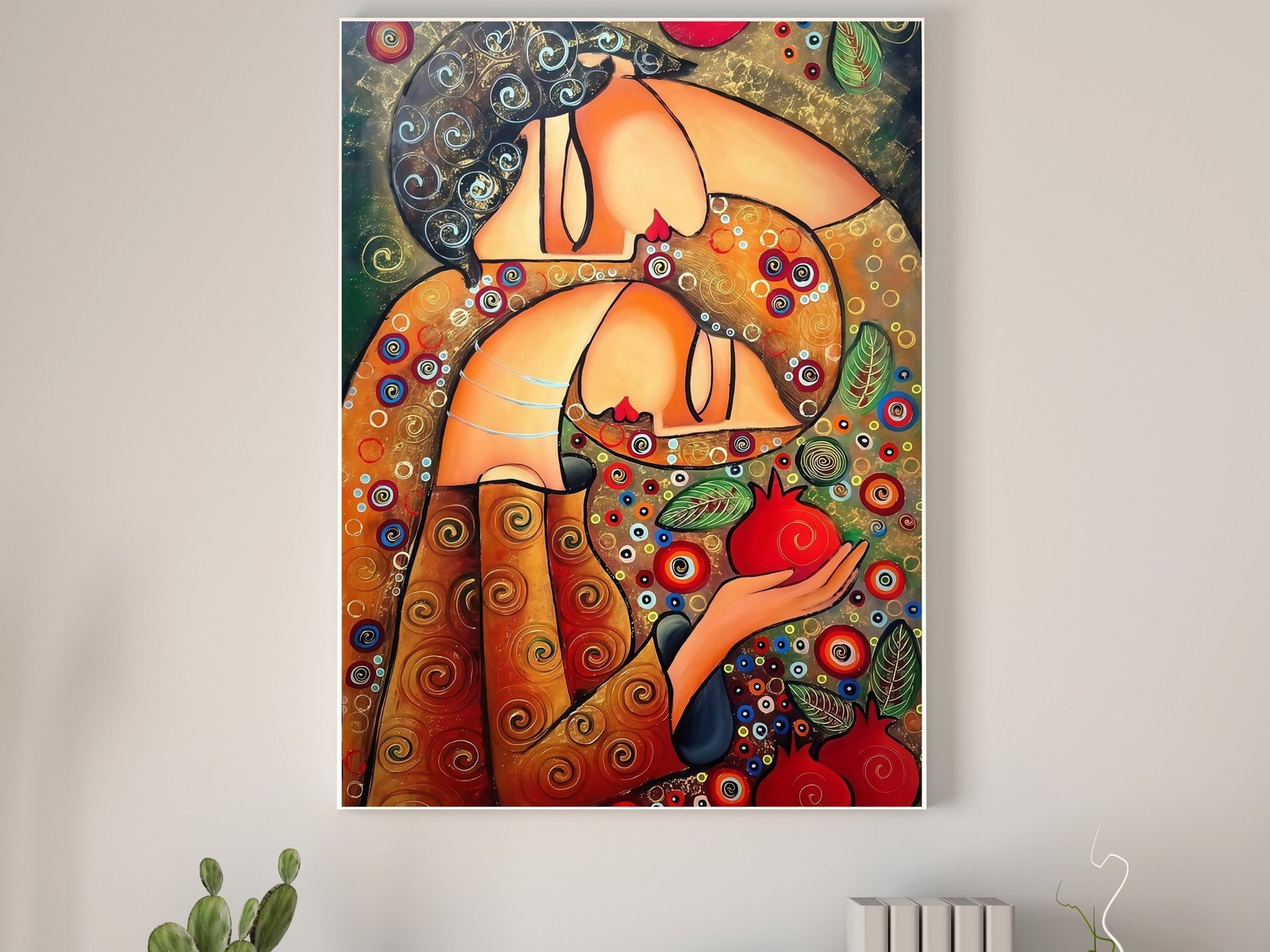 Pomegranate Goddess framed canvas wall art