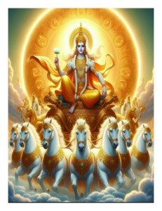 Surya in Chariot Canvas Wall Art 3x4 Feet – Floating Frame – Premium Digital Canvas Print – Living Room & Home Spiritual Wall Décor