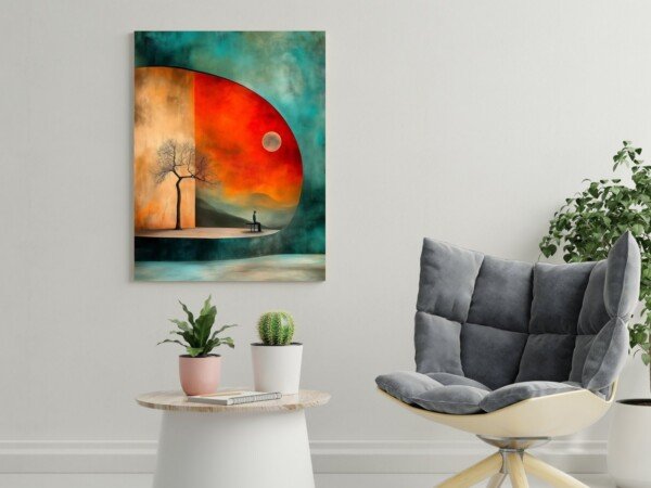 man in contemplation canvas wall art shown framed on a wall