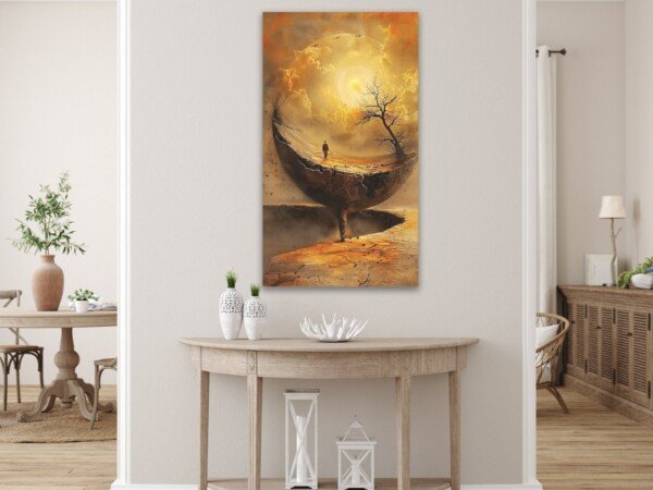surreal landscape canvas wall art shown framed on a wall