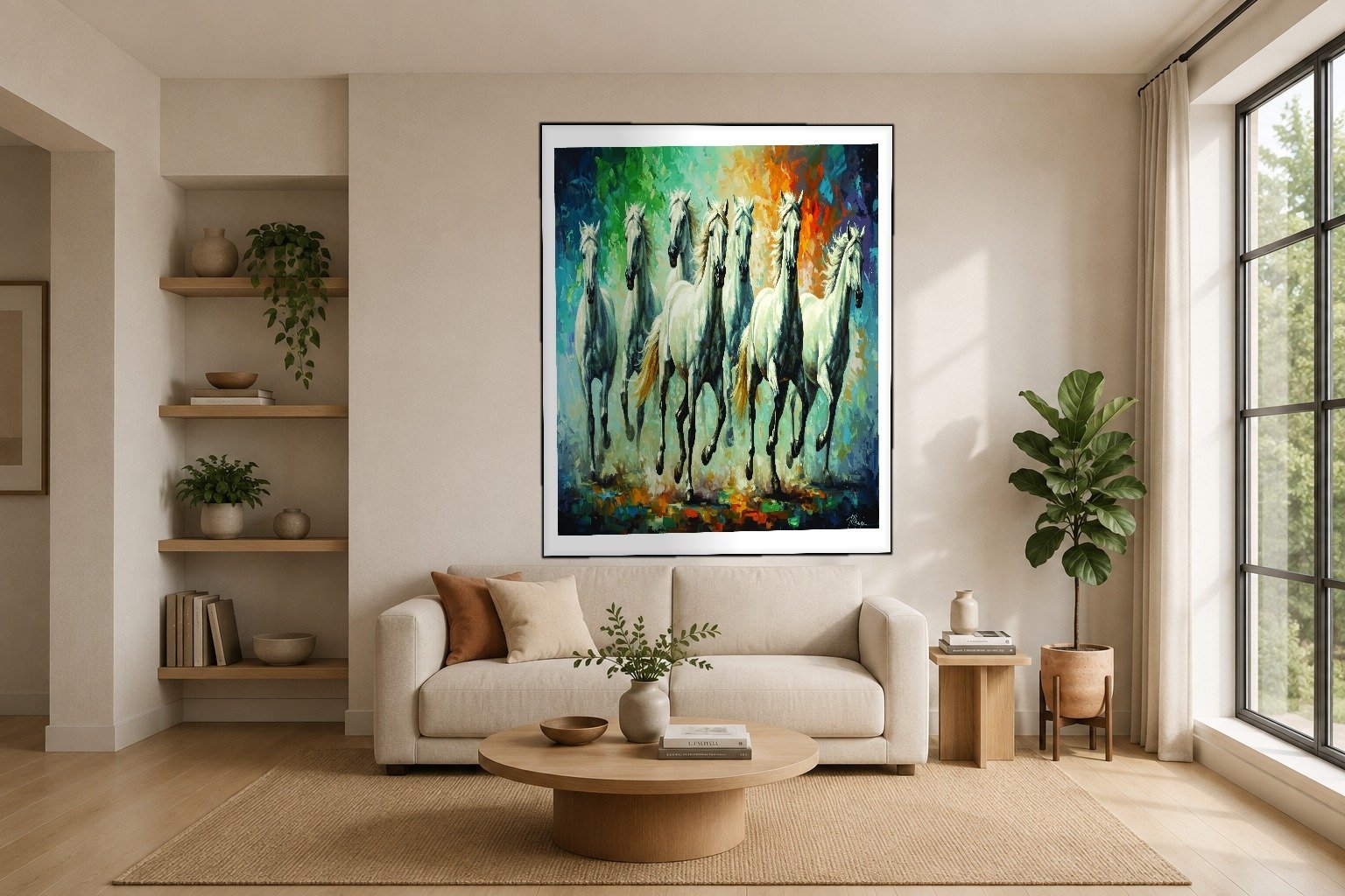 Seven Galloping Horses canvas wall art placement