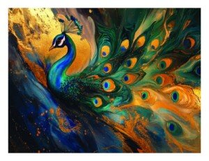 Peacock Art Canvas Wall Art 3x4 Feet – Floating Frame – Premium Digital Canvas Print – Living Room & Home Spiritual Wall Décor