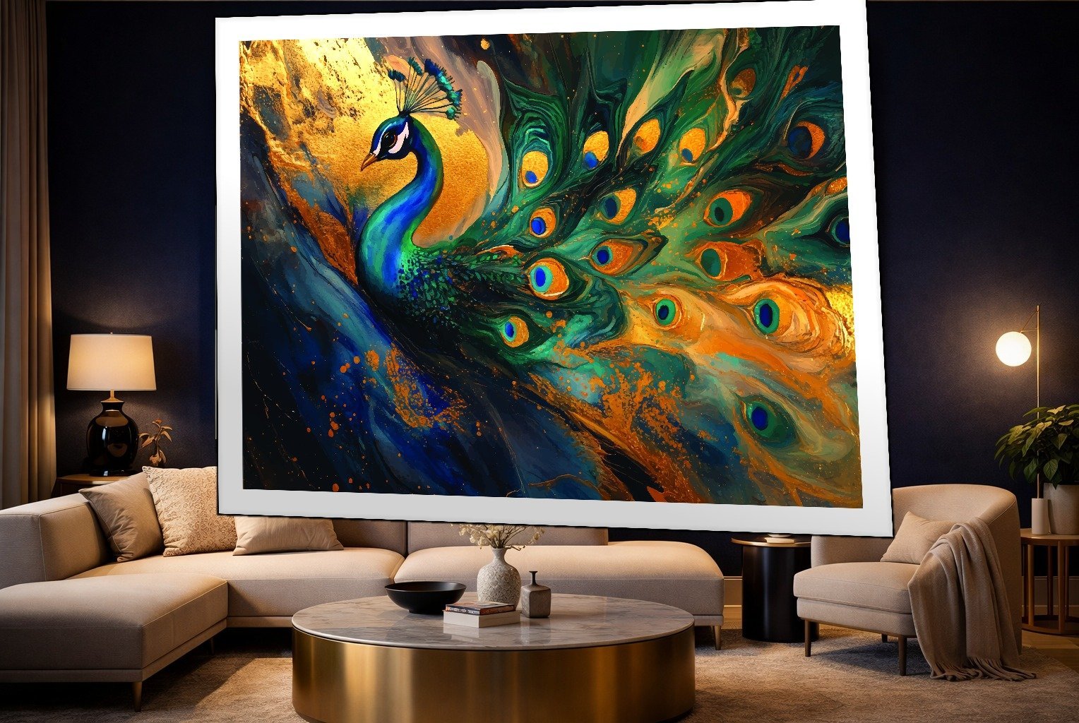 Peacock Art canvas wall art placement