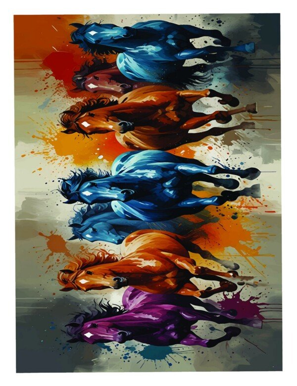 colorful horses art canvas wall art