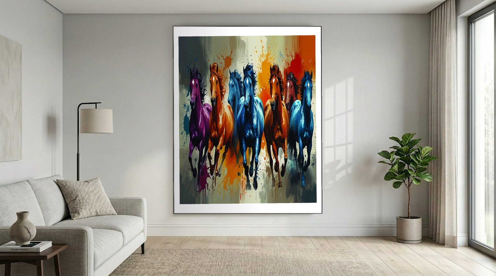 Colorful Horses Art canvas wall art placement