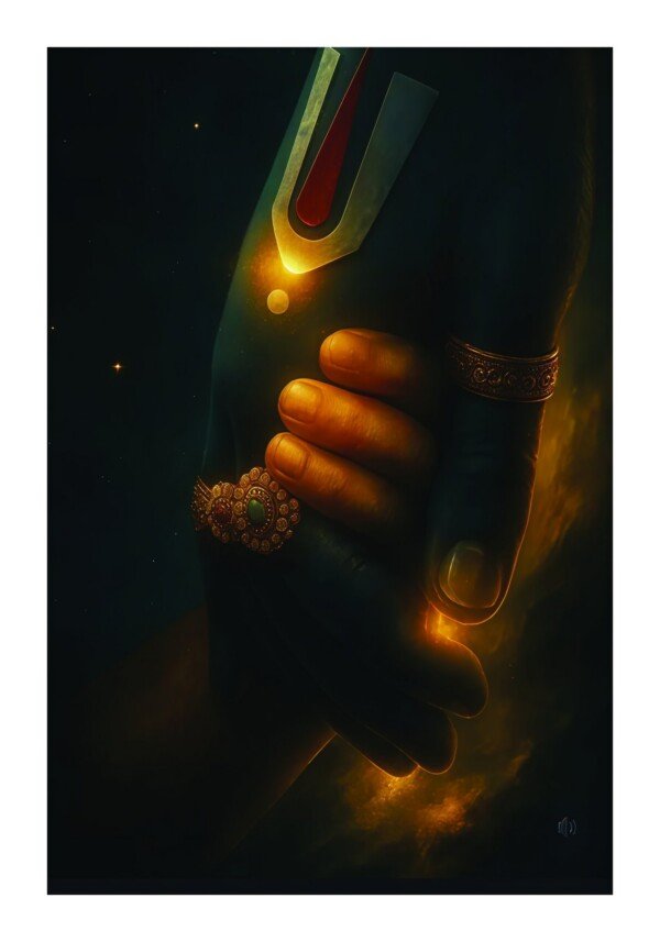 divine hand with mala canvas wall art