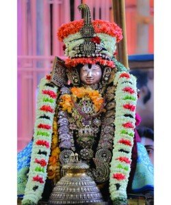 Utsava Deity in Garlands Canvas Wall Art 3x4 Feet – Floating Frame – Premium Digital Canvas Print – Living Room & गृह आध्यात्मिक दीवार सजावट