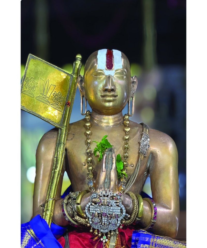 sri ramanuja golden murti canvas wall art