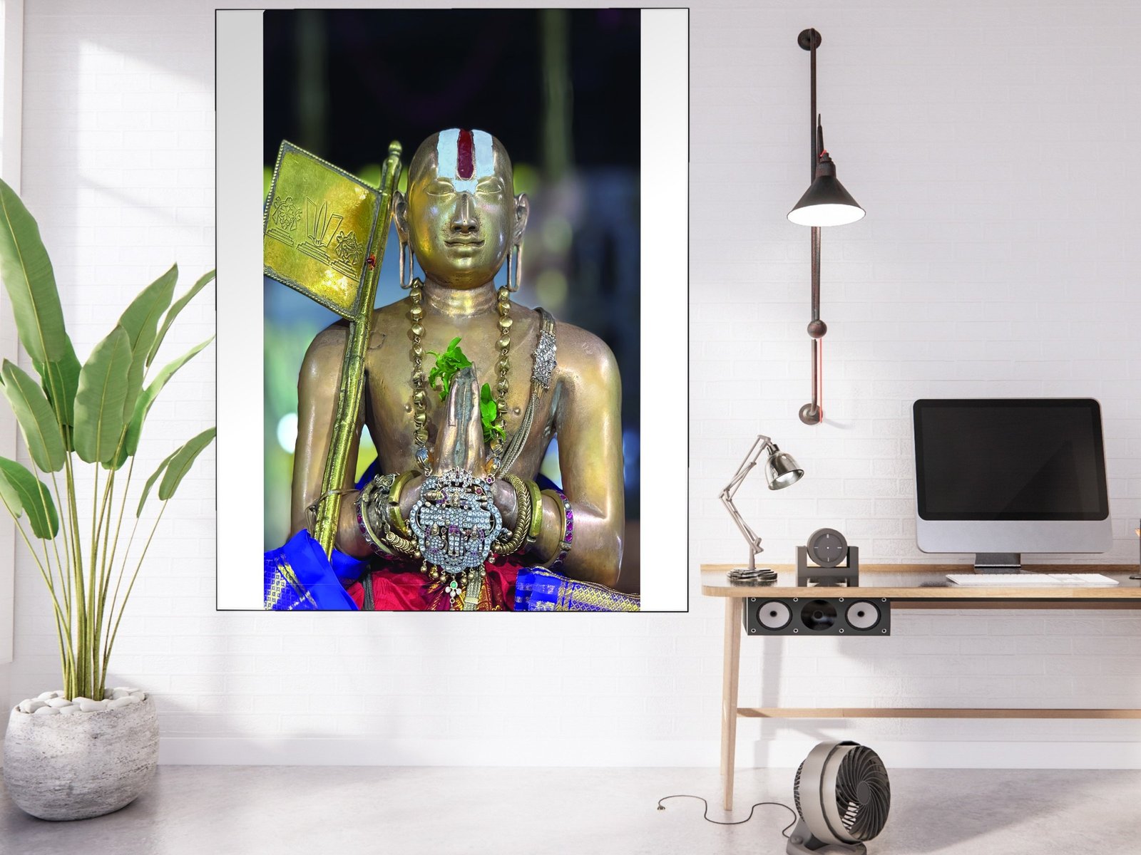 Sri Ramanuja Golden Murti canvas wall art placement