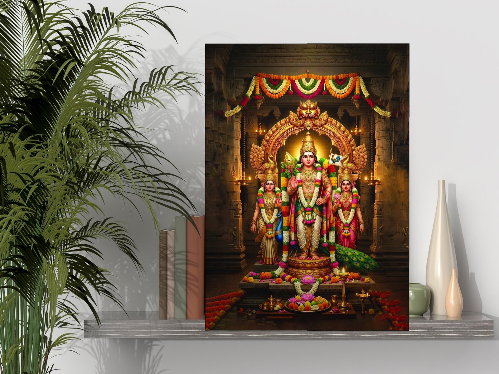 Murugan Sanctum Darshan canvas wall art placement